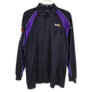 FedEx Stan Herman Long Sleeve Polo Uniform Shirt Sz Rg XL